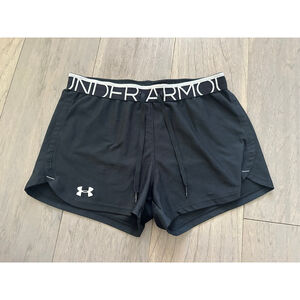Under Armour Black Athletic Shorts White Logo Size Small